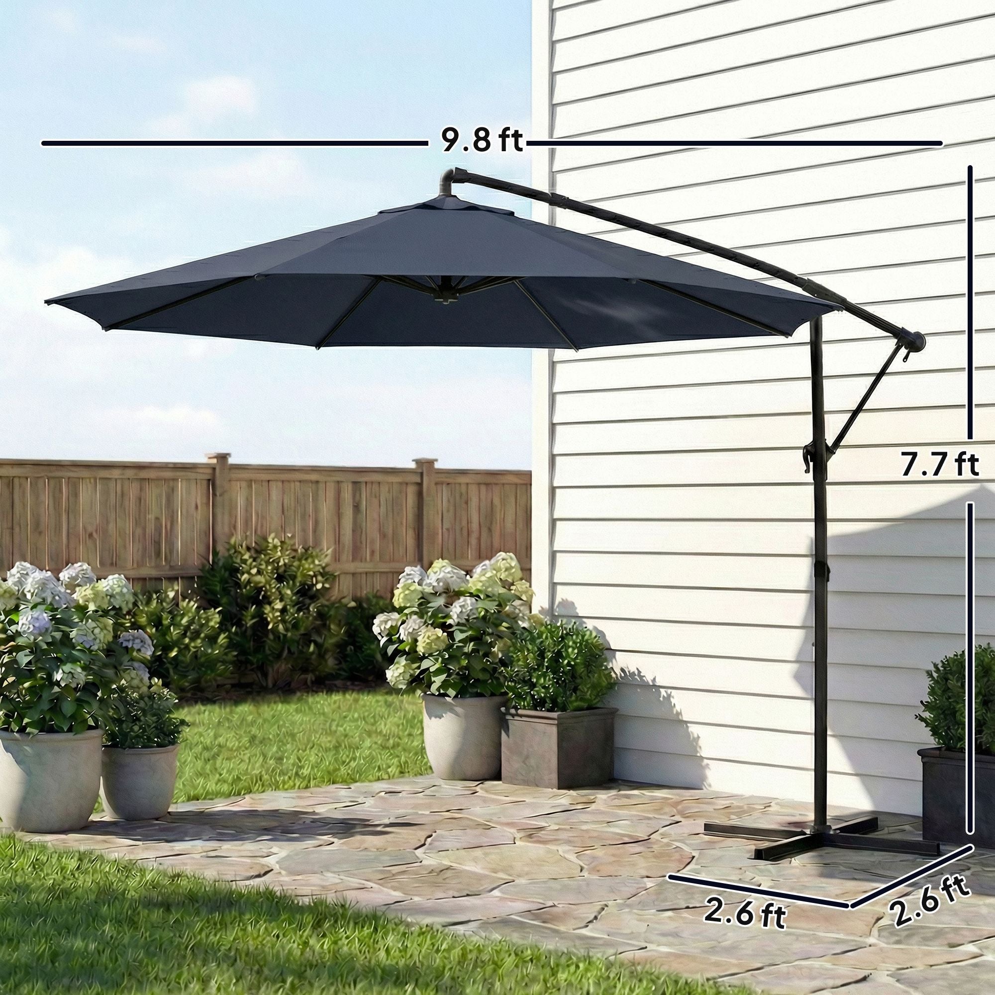 fleming supply 10-ft offset patio umbrella Hanging Made with durable steel ribs and sturdy cross brace that can easily be weighted down with any universal umbrella base weights of your choice Fleming Supply : Cantilever Umbrellas